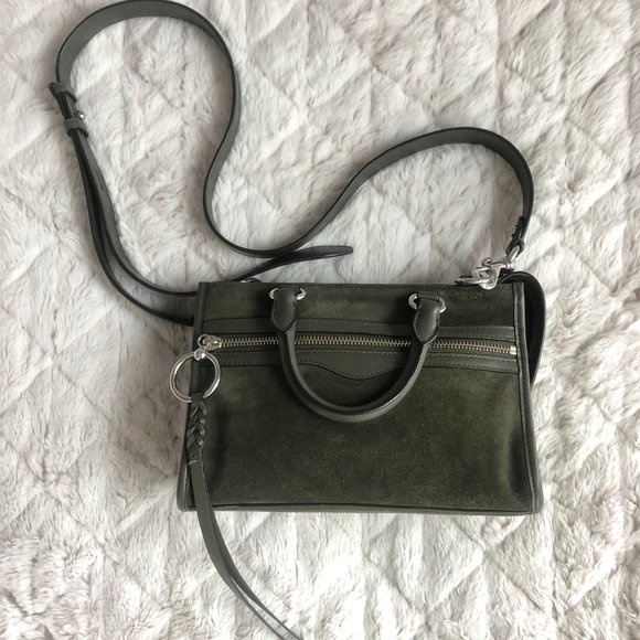 Rebecca Minkoff Olive Green Suede Leather Crossbody/Shoulder Handbag - Picture 3 of 12